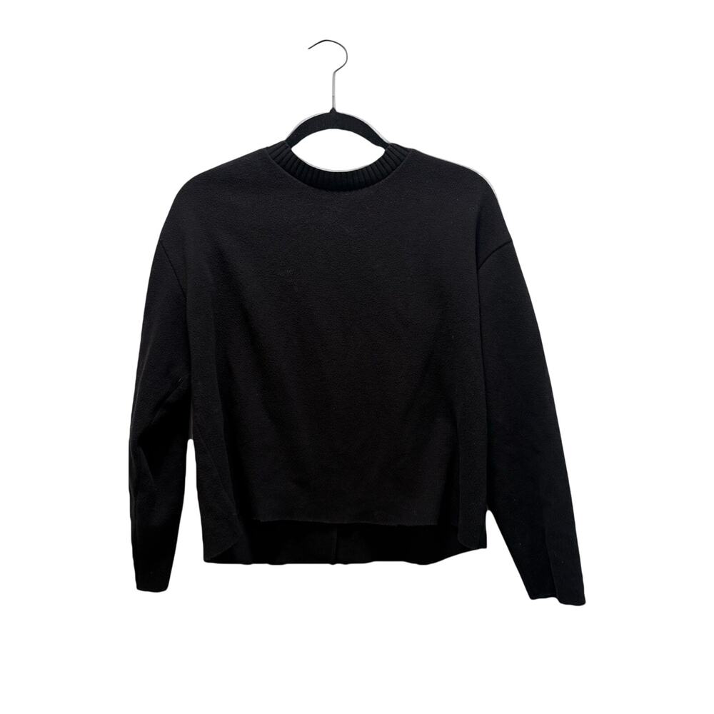 Zara Womens Sweater S Black Pullover Stretch Casual Loose Cozy Crewneck